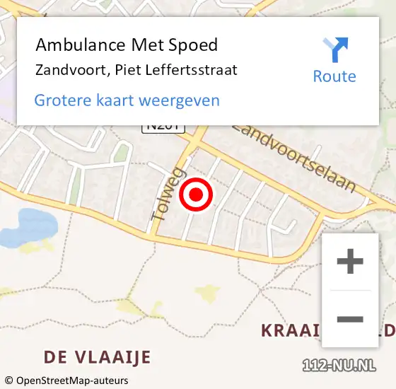 Locatie op kaart van de 112 melding: Ambulance Met Spoed Naar Zandvoort, Piet Leffertsstraat op 11 november 2020 19:12