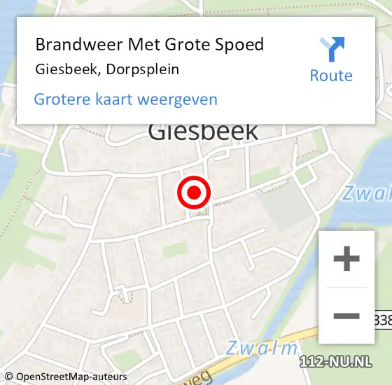 Locatie op kaart van de 112 melding: Brandweer Met Grote Spoed Naar Giesbeek, Dorpsplein op 11 november 2020 20:57