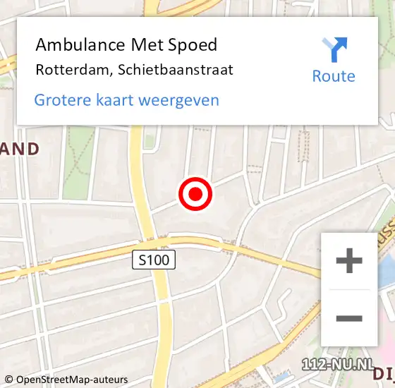 Locatie op kaart van de 112 melding: Ambulance Met Spoed Naar Rotterdam, Schietbaanstraat op 11 november 2020 21:48