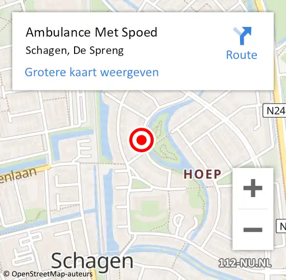 Locatie op kaart van de 112 melding: Ambulance Met Spoed Naar Schagen, De Spreng op 12 november 2020 03:17