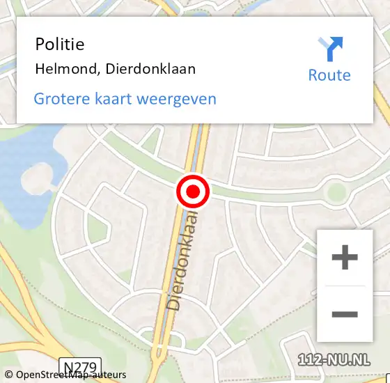 Locatie op kaart van de 112 melding: Politie Helmond, Dierdonklaan op 12 november 2020 08:07