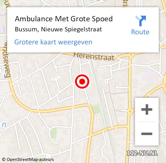 Locatie op kaart van de 112 melding: Ambulance Met Grote Spoed Naar Bussum, Nieuwe Spiegelstraat op 12 november 2020 08:29