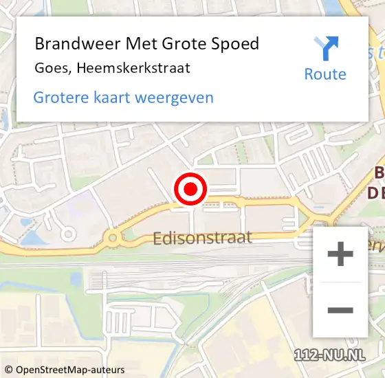 Locatie op kaart van de 112 melding: Brandweer Met Grote Spoed Naar Goes, Heemskerkstraat op 12 november 2020 09:15