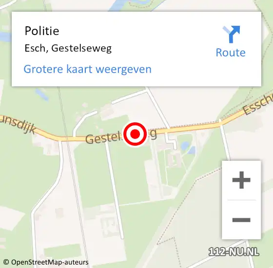 Locatie op kaart van de 112 melding: Politie Esch, Gestelseweg op 12 november 2020 09:28