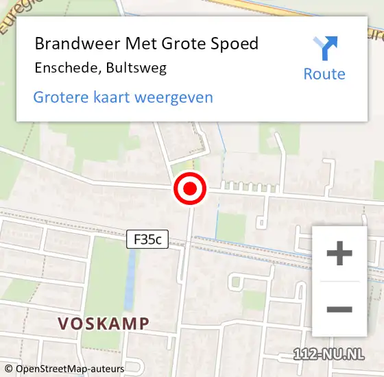 Locatie op kaart van de 112 melding: Brandweer Met Grote Spoed Naar Enschede, Bultsweg op 12 november 2020 09:44