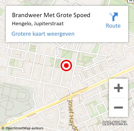 Locatie op kaart van de 112 melding: Brandweer Met Grote Spoed Naar Hengelo, Jupiterstraat op 24 mei 2014 05:22
