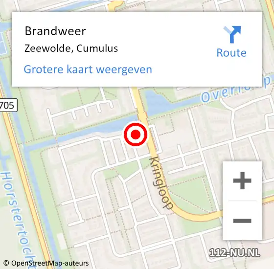 Locatie op kaart van de 112 melding: Brandweer Zeewolde, Cumulus op 8 september 2013 09:55