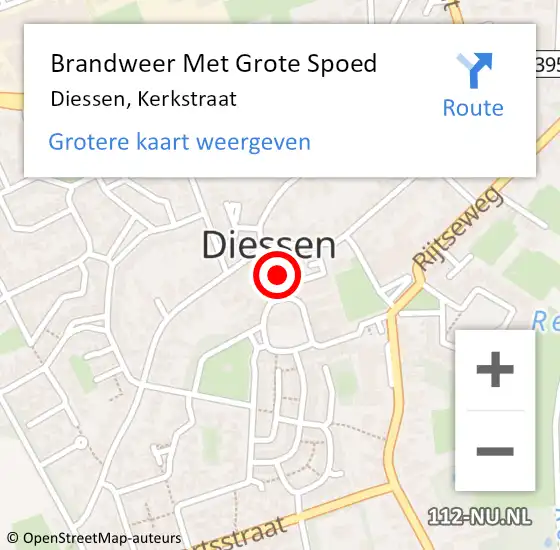 Locatie op kaart van de 112 melding: Brandweer Met Grote Spoed Naar Diessen, Kerkstraat op 12 november 2020 10:33