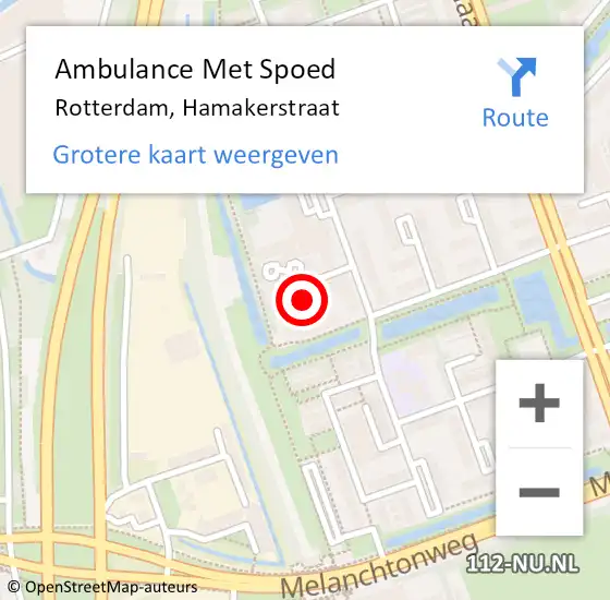Locatie op kaart van de 112 melding: Ambulance Met Spoed Naar Rotterdam, Hamakerstraat op 12 november 2020 10:51