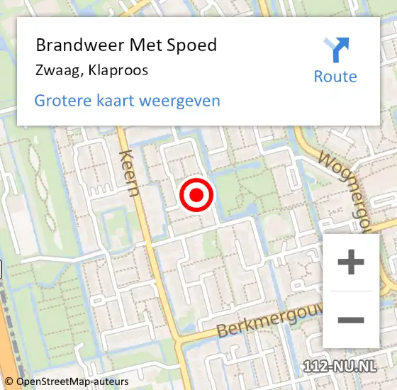 Locatie op kaart van de 112 melding: Brandweer Met Spoed Naar Zwaag, Klaproos op 12 november 2020 11:08