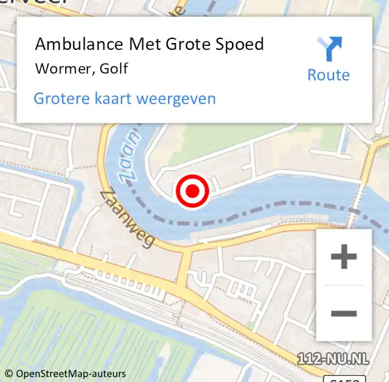 Locatie op kaart van de 112 melding: Ambulance Met Grote Spoed Naar Wormer, Golf op 12 november 2020 11:20