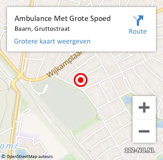 Locatie op kaart van de 112 melding: Ambulance Met Grote Spoed Naar Baarn, Gruttostraat op 24 mei 2014 05:58