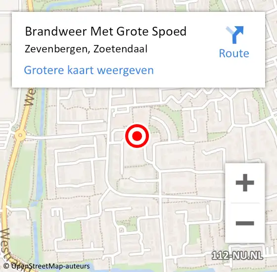 Locatie op kaart van de 112 melding: Brandweer Met Grote Spoed Naar Zevenbergen, Zoetendaal op 12 november 2020 12:50