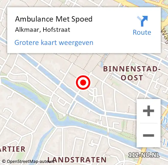 Locatie op kaart van de 112 melding: Ambulance Met Spoed Naar Alkmaar, Hofstraat op 12 november 2020 13:21