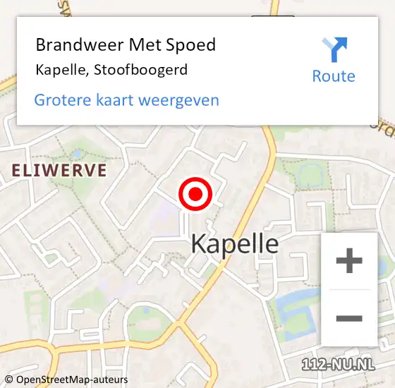 Locatie op kaart van de 112 melding: Brandweer Met Spoed Naar Kapelle, Stoofboogerd op 12 november 2020 13:44