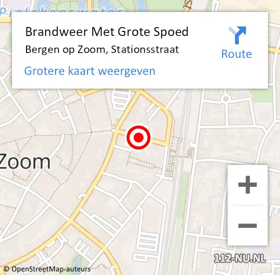 Locatie op kaart van de 112 melding: Brandweer Met Grote Spoed Naar Bergen op Zoom, Stationsstraat op 12 november 2020 14:02