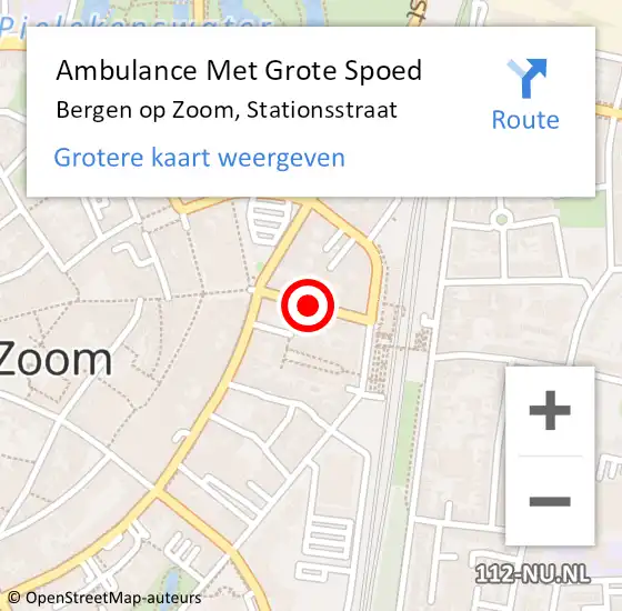 Locatie op kaart van de 112 melding: Ambulance Met Grote Spoed Naar Bergen op Zoom, Stationsstraat op 12 november 2020 14:30