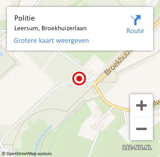 Locatie op kaart van de 112 melding: Politie Leersum, Broekhuizerlaan op 12 november 2020 15:30