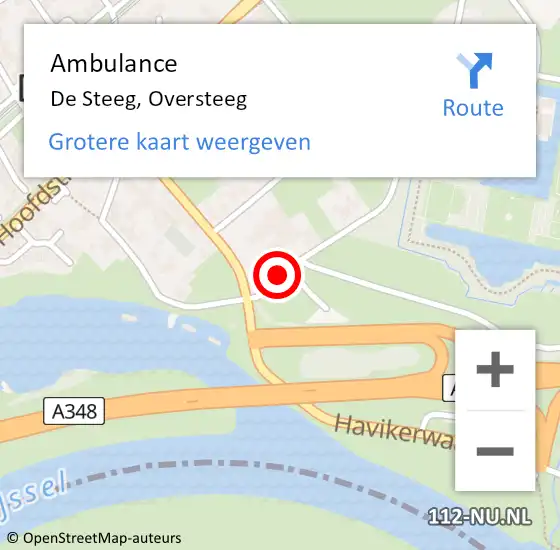 Locatie op kaart van de 112 melding: Ambulance De Steeg, Oversteeg op 12 november 2020 16:30