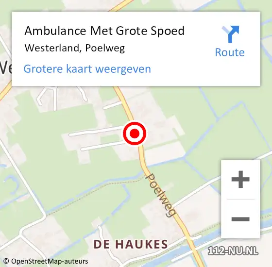 Locatie op kaart van de 112 melding: Ambulance Met Grote Spoed Naar Westerland, Poelweg op 12 november 2020 16:49