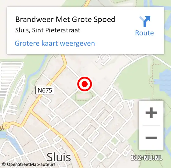 Locatie op kaart van de 112 melding: Brandweer Met Grote Spoed Naar Sluis, Sint Pieterstraat op 12 november 2020 17:42