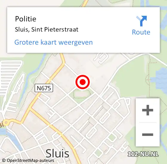 Locatie op kaart van de 112 melding: Politie Sluis, Sint Pieterstraat op 12 november 2020 17:44