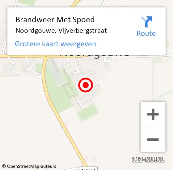 Locatie op kaart van de 112 melding: Brandweer Met Spoed Naar Noordgouwe, Vijverbergstraat op 12 november 2020 17:56