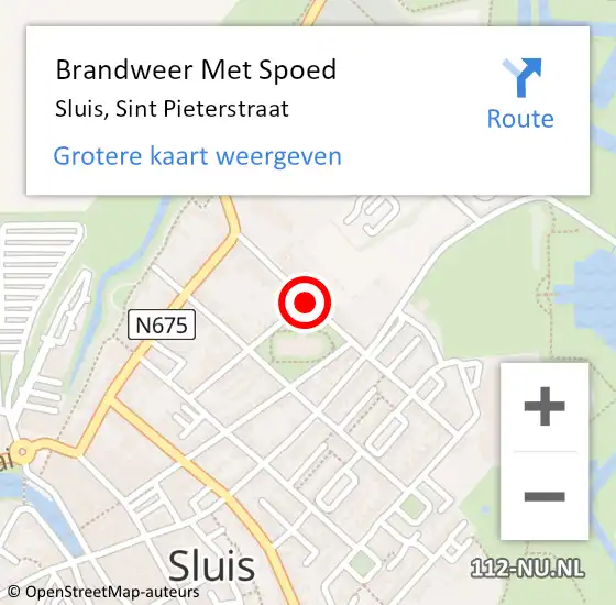 Locatie op kaart van de 112 melding: Brandweer Met Spoed Naar Sluis, Sint Pieterstraat op 12 november 2020 18:16