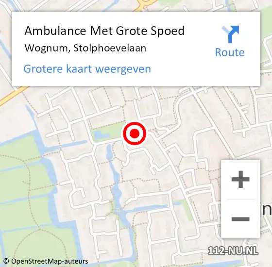 Locatie op kaart van de 112 melding: Ambulance Met Grote Spoed Naar Wognum, Stolphoevelaan op 12 november 2020 19:15