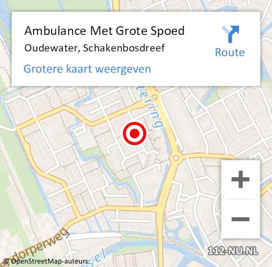 Locatie op kaart van de 112 melding: Ambulance Met Grote Spoed Naar Oudewater, Schakenbosdreef op 12 november 2020 19:26