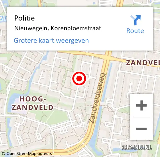 Locatie op kaart van de 112 melding: Politie Nieuwegein, Korenbloemstraat op 12 november 2020 19:31