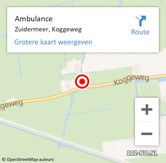 Locatie op kaart van de 112 melding: Ambulance Zuidermeer, Koggeweg op 12 november 2020 19:52