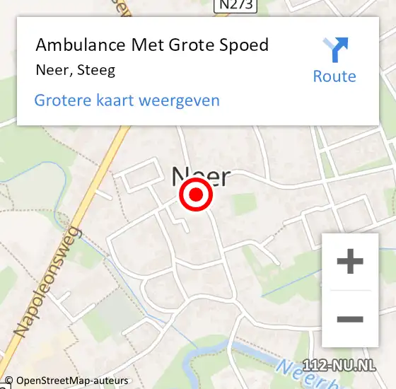 Locatie op kaart van de 112 melding: Ambulance Met Grote Spoed Naar Neer, Steeg op 12 november 2020 20:41