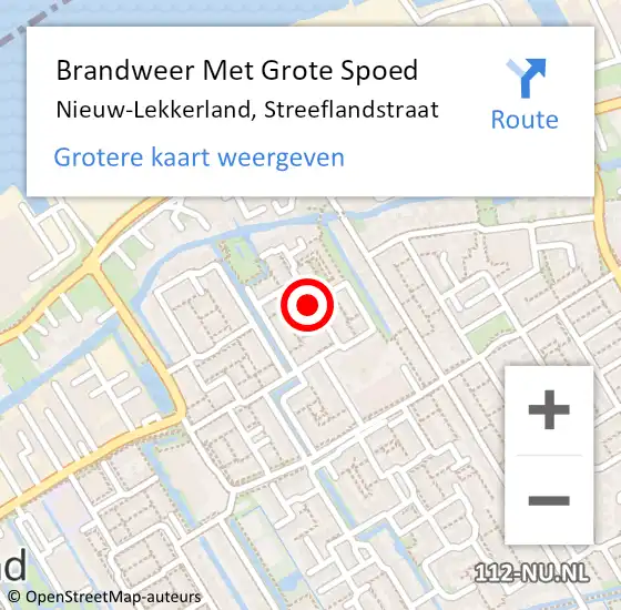 Locatie op kaart van de 112 melding: Brandweer Met Grote Spoed Naar Nieuw-Lekkerland, Streeflandstraat op 12 november 2020 20:43