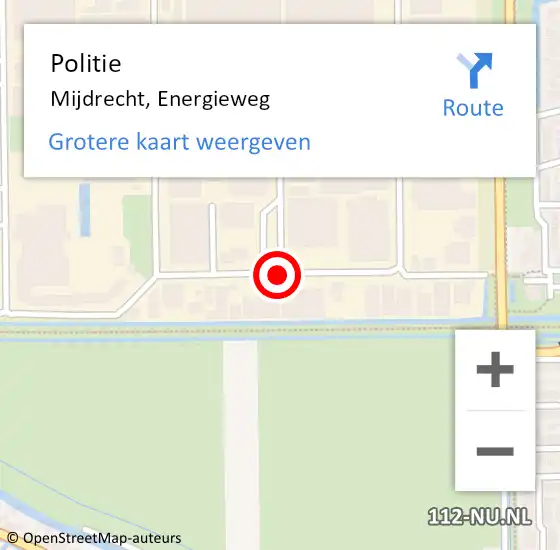 Locatie op kaart van de 112 melding: Politie Mijdrecht, Energieweg op 12 november 2020 21:18