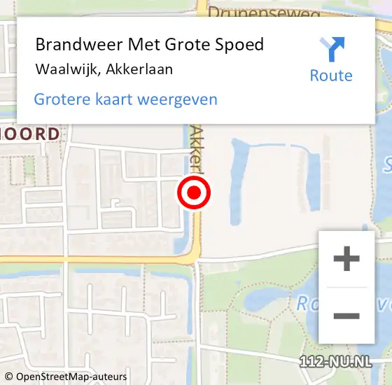 Locatie op kaart van de 112 melding: Brandweer Met Grote Spoed Naar Waalwijk, Akkerlaan op 12 november 2020 21:21