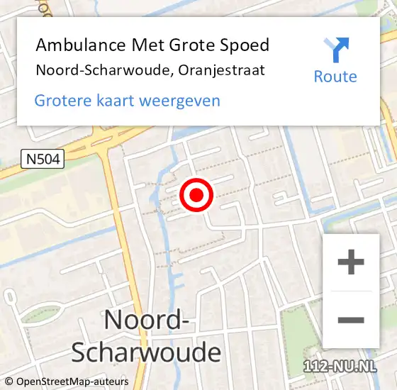 Locatie op kaart van de 112 melding: Ambulance Met Grote Spoed Naar Noord-Scharwoude, Oranjestraat op 12 november 2020 21:34