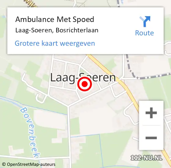 Locatie op kaart van de 112 melding: Ambulance Met Spoed Naar Laag-Soeren, Bosrichterlaan op 12 november 2020 22:21