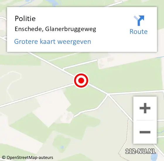 Locatie op kaart van de 112 melding: Politie Enschede, Glanerbruggeweg op 13 november 2020 02:24