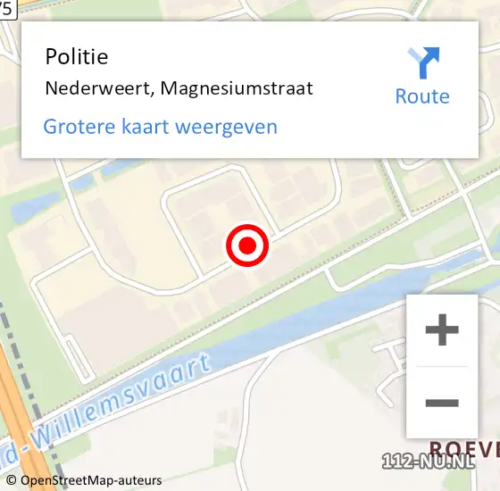 Locatie op kaart van de 112 melding: Politie Nederweert, Magnesiumstraat op 13 november 2020 04:56