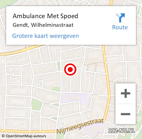 Locatie op kaart van de 112 melding: Ambulance Met Spoed Naar Gendt, Wilhelminastraat op 13 november 2020 07:25