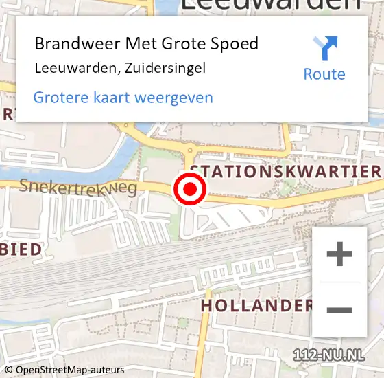 Locatie op kaart van de 112 melding: Brandweer Met Grote Spoed Naar Leeuwarden, Zuidersingel op 13 november 2020 08:48