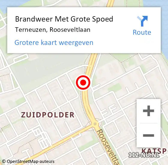 Locatie op kaart van de 112 melding: Brandweer Met Grote Spoed Naar Terneuzen, Rooseveltlaan op 13 november 2020 08:49