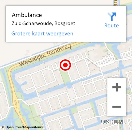 Locatie op kaart van de 112 melding: Ambulance Zuid-Scharwoude, Bosgroet op 13 november 2020 08:50