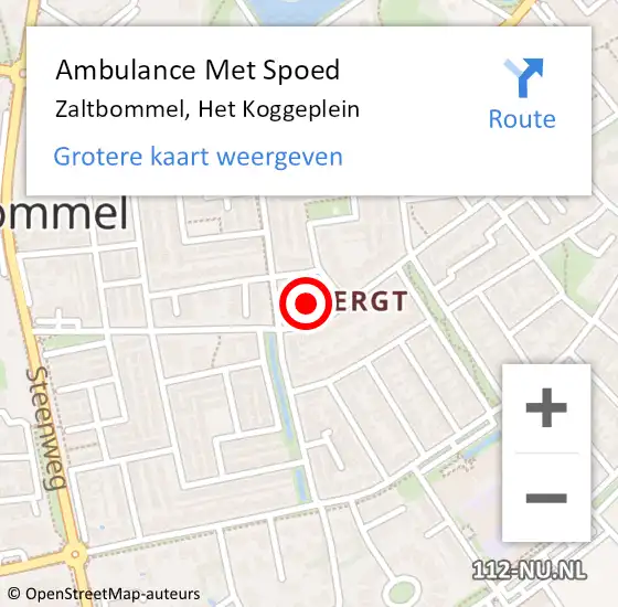 Locatie op kaart van de 112 melding: Ambulance Met Spoed Naar Zaltbommel, Het Koggeplein op 13 november 2020 09:38