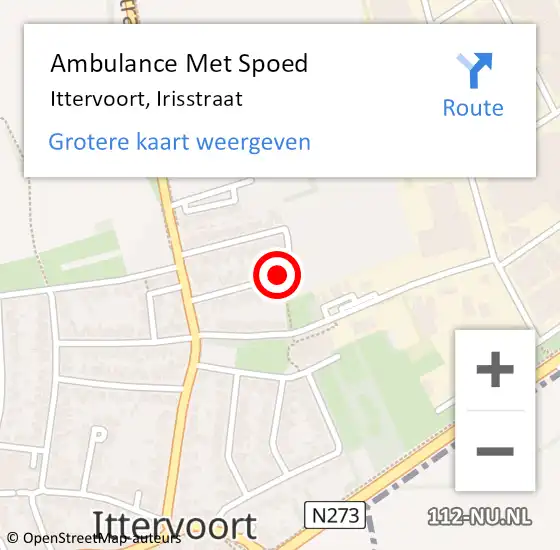 Locatie op kaart van de 112 melding: Ambulance Met Spoed Naar Ittervoort, Irisstraat op 13 november 2020 10:11