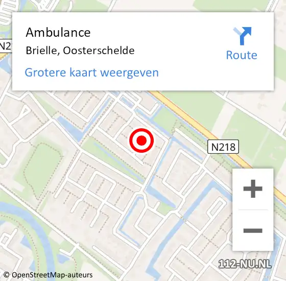 Locatie op kaart van de 112 melding: Ambulance Brielle, Oosterschelde op 13 november 2020 12:20