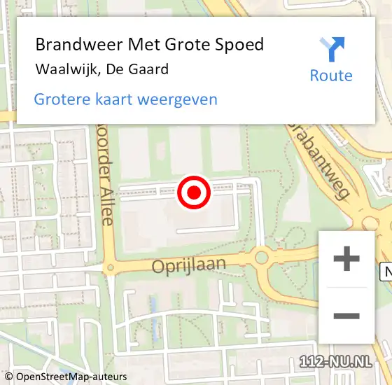 Locatie op kaart van de 112 melding: Brandweer Met Grote Spoed Naar Waalwijk, De Gaard op 13 november 2020 12:20
