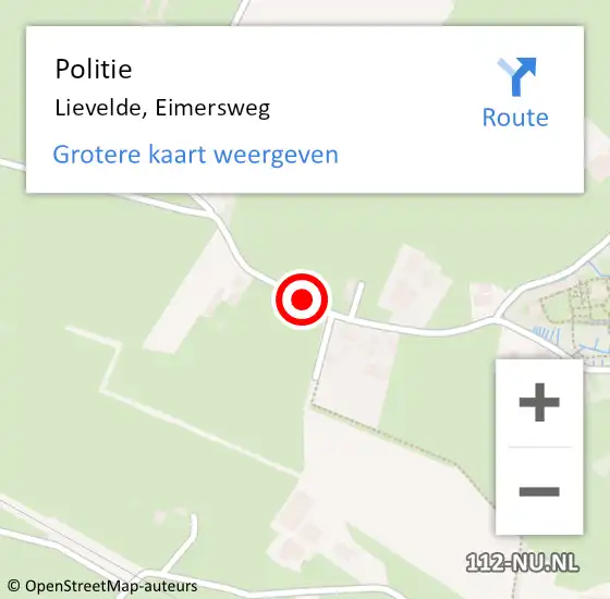 Locatie op kaart van de 112 melding: Politie Lievelde, Eimersweg op 13 november 2020 14:17
