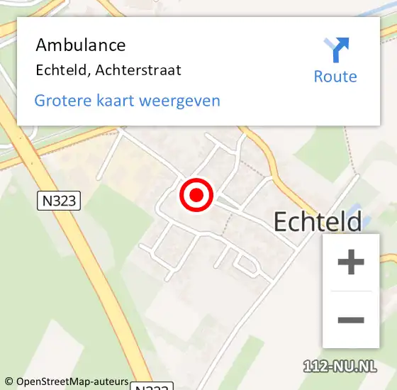 Locatie op kaart van de 112 melding: Ambulance Echteld, Achterstraat op 13 november 2020 14:25